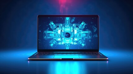 Cyber security concept. Closed padlock on laptop screen