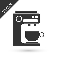 Grey Coffee machine icon isolated on white background. Vector