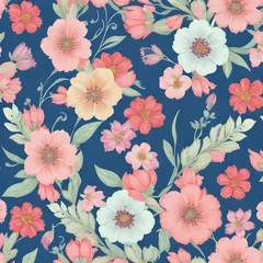 Fototapeten seamless pattern with flowers,Creative texture for fabric, packaging, textiles, wallpaper, and clothing © Pimkhunnicha