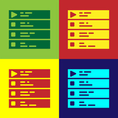 Obraz premium Pop art Music playlist icon isolated on color background. Vector