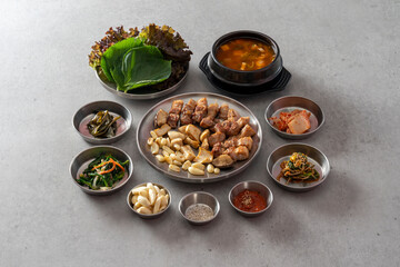 Korean food dish Grilled pork belly, grilled pork, marinated ribs, grilled pork belly