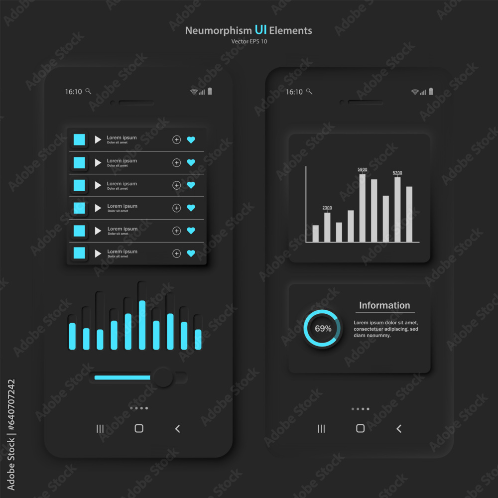 Poster a set of user interface elements for a mobile application in black and red. a set of user interface 