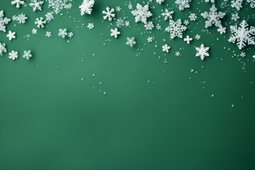 plain green background with a winter theme
