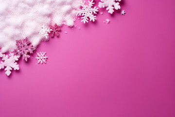 plain pink background with a winter theme