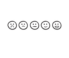 Set of rating emotion faces. simple doodle hand drawn style. Sad or happy.