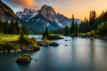 Mountains and plants along the sea