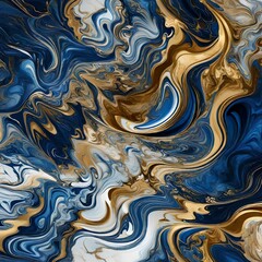 Blue and golden marble, generative AI