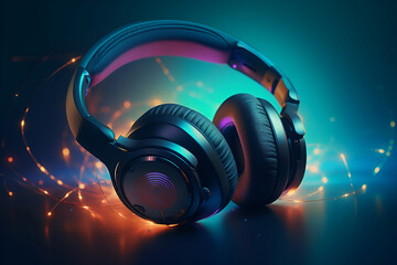 Fototapeta na wymiar Headphones on a colored background 5