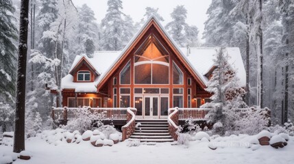 A house in a snowy forest - 640712049