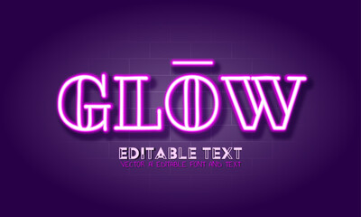 Obraz premium Glowing Neon Editable Vector Text Effect AI