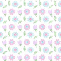 seamless pattern with pastel colors flowers background 