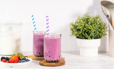 Mixed Berry Boba Smoothie