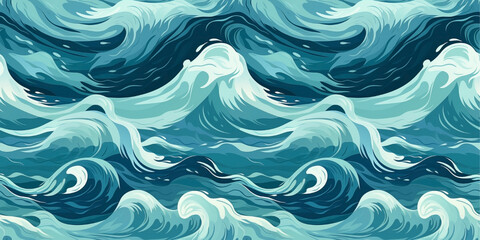 Fototapeta na wymiar Seamless pattern of light blue waves. Moving water surface. Waves at sea.