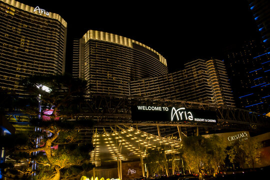 Las Vegas, USA, November 2013: Night shot of the Aria hotel in Las Vegas