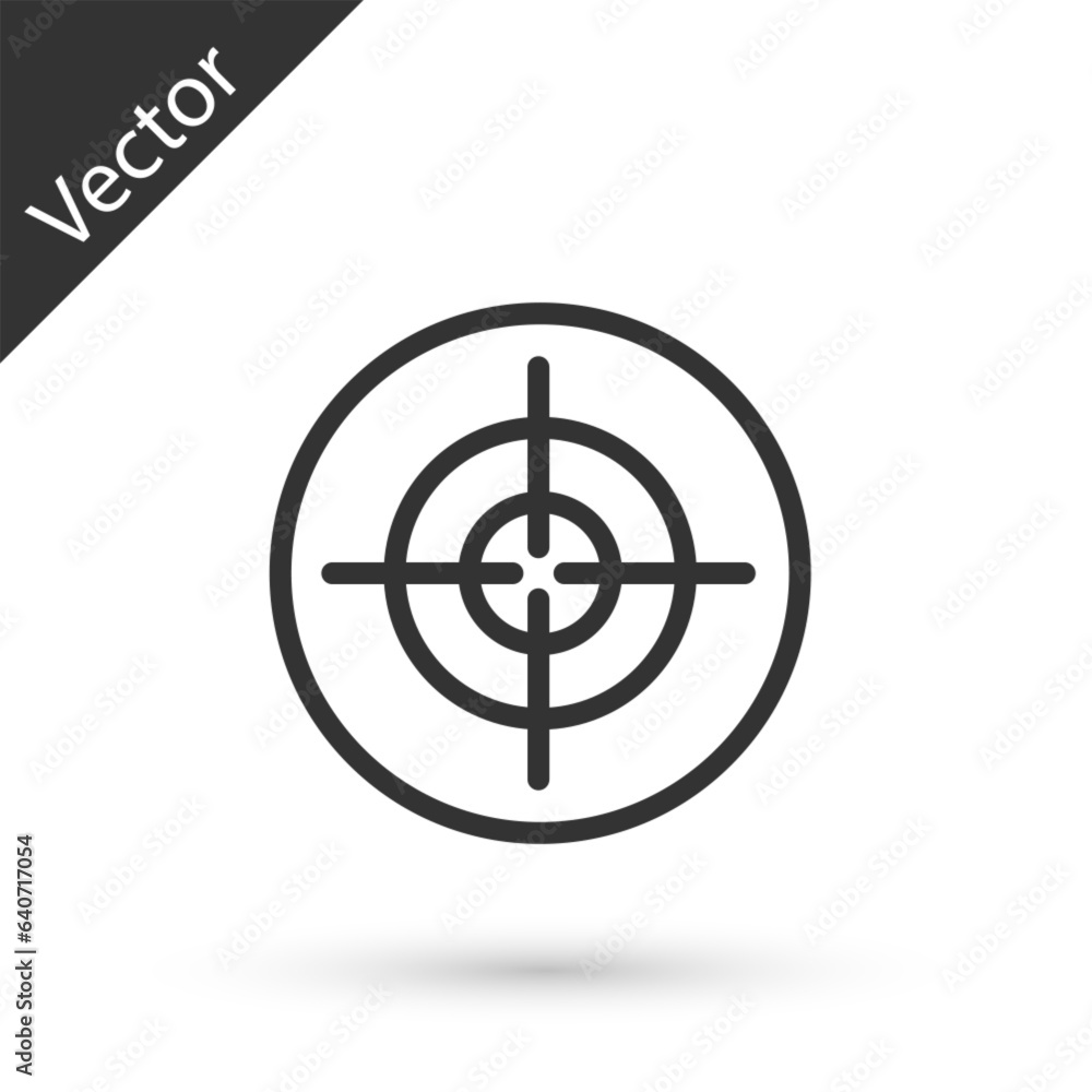 Poster grey line target sport icon isolated on white background. clean target with numbers for shooting ran