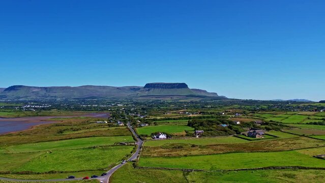 Aerial view of Benbulbin mountain. Connacht, Ireland