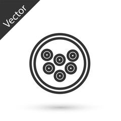 Grey line Caviar on a plate icon isolated on white background. Vector.