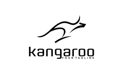 kangaroo logo vector flat design Marsupial in outline 
