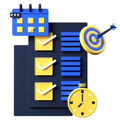 3D business report target. Object on a transparent background