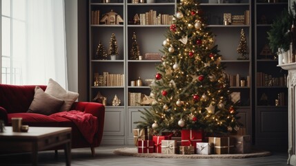 A decorated christmas tree in a living room