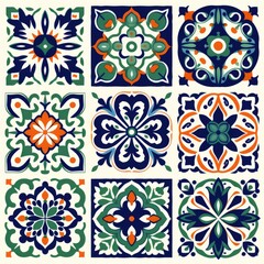Talavera pattern. Azulejos portugal. Turkish ornament. Moroccan tile mosaic. Spanish porcelain. Ceramic tableware, folk print. Spanish pottery. Mediterranean seamless wallpaper.