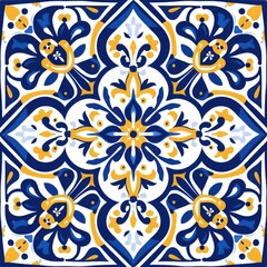 Talavera pattern. Azulejos portugal. Turkish ornament. Moroccan tile mosaic. Spanish porcelain. Ceramic tableware, folk print. Spanish pottery. Mediterranean seamless wallpaper.