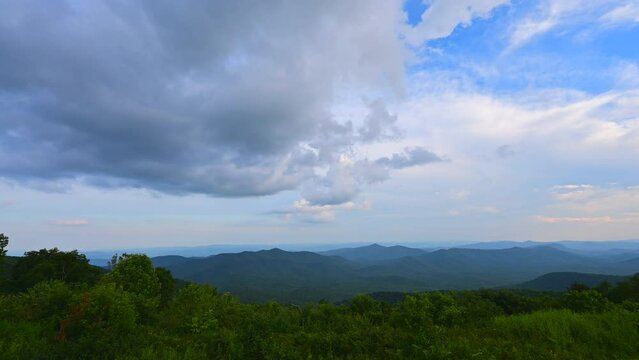 Clouds rolling over the Blue Ridge Mountains, time lapse,North Carolina, US