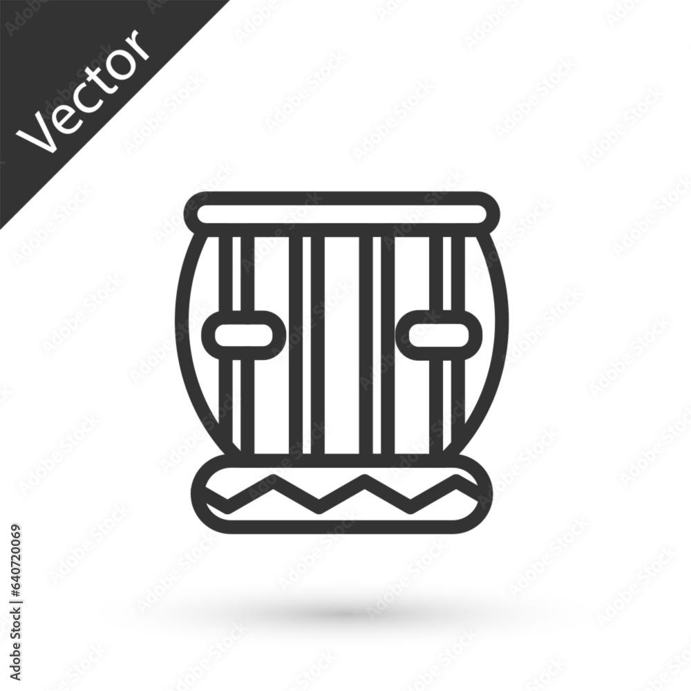 Canvas Prints grey line indian musical instrument tabla icon isolated on white background. vector