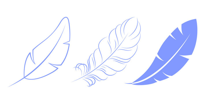 Feather vector icon set isolated on white background