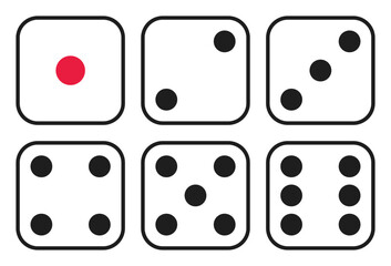 Playing dice. Gaming cubes from one to six points. Vector Illustration.