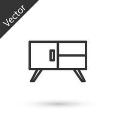 Grey line Chest of drawers icon isolated on white background. Vector