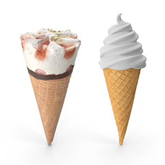 ice cream in a cone on transparent background