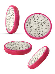 dragon fruit slice on transparent background
