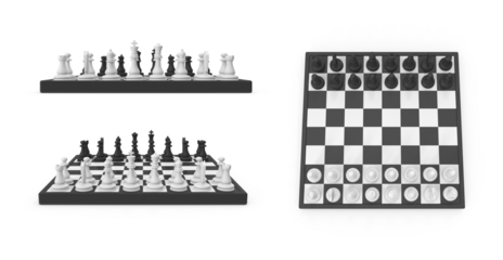 chess board set on transparent background