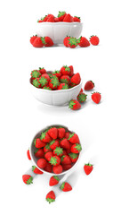 strawberries in a bowl on transparent background