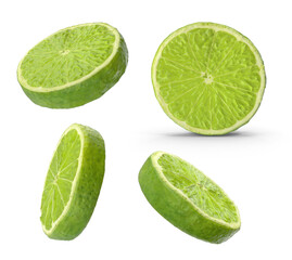 lime slices on transparent background
