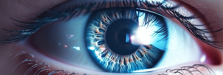 Close-up of a human eye with Lasik vision laser correction procedure.
