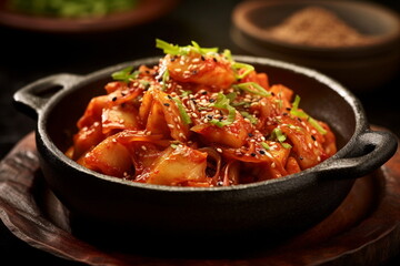 Fototapeta premium a bowl of kimchi with Generative AI