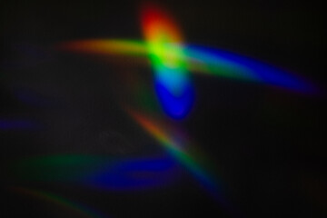 Colorful lens flare leak on paper texture. Film photography effect