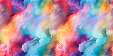 Moving air surface. Vapor billows in the environment. Smoke waves seamless multicolored pattern.  