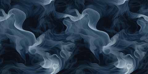 Obraz premium Deep blue moke waves seamless pattern. Moving air surface. Vapor billows in the environment.