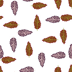 Obraz premium Abstract autumn leaves seamless pattern. Simple botanical leaf background.