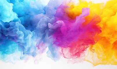 Colorful cloud of smoke isolated on white background. Abstract background.