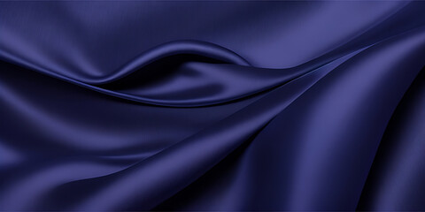 Fototapeta premium Navy blue silk satin. Dark elegant luxury abstract background with space for design. Shiny smooth fabric. Soft folds. Drapery. Color gradient. Lines. Wavy pattern.