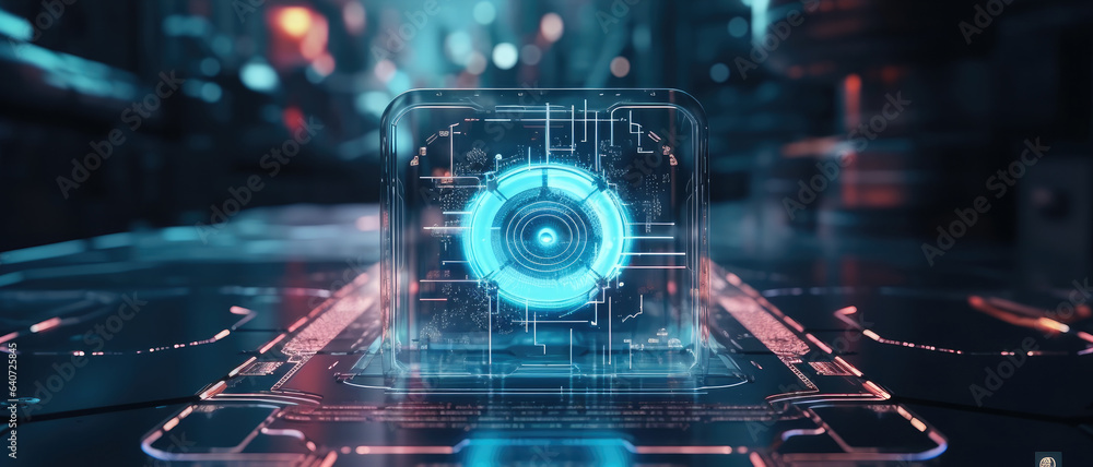Poster digital identity and cybersecurity on digital storage or wallet concept.