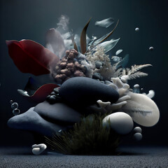 Abstract 3d Render of Rich Ecosystem &middot; Business Blue and Navy Color Tone &middot; Minimal Composition