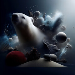 White Polar Bear in the Sea &middot; Abstract Visualization of Earth Bio Diversity of Life & Ecosystems