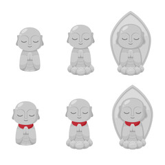 かわいいお地蔵様のイラスト素材セット