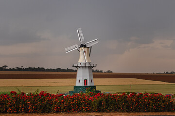 moinho de vento na cidade de Holambra, Estado de São Paulo, Brasil