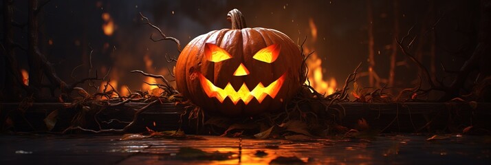 Amazing Close up of a Glowing Pumpkin. Scary. Evil.